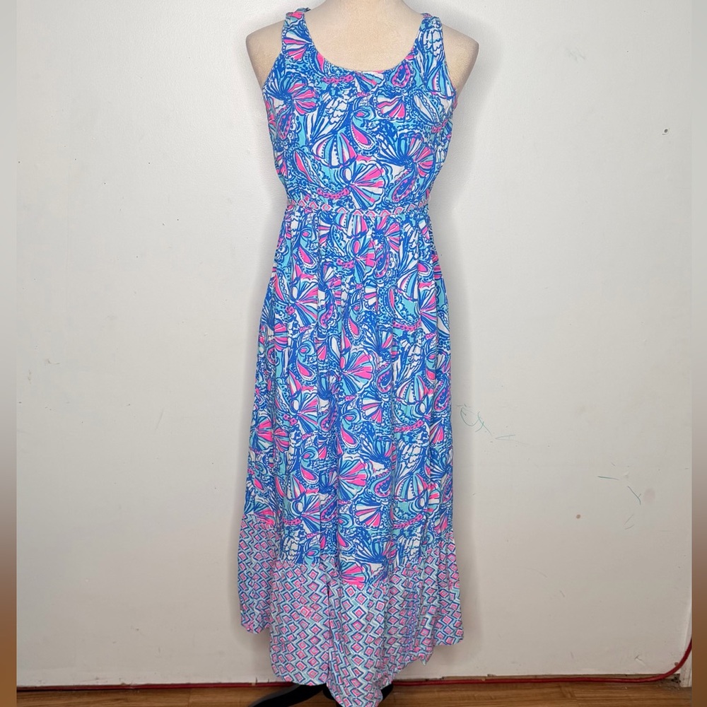Lilly Pulitzer Maxi Dress Girls Size XL Blue Pink 20th Anniversary Collection - Picture 2 of 11